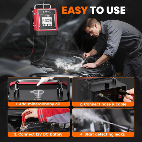 Mechanic using L5000 PRO EVAP Smoke Machine For Car Leak Detection With Pressure Decay And Vacuum Test Pro Grade