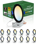 12 Pack 6 Inch Black LED Recessed Ceiling Lights With Junction Box, 5 CCT Selectable 2700K to 5000K, Dimmable Can Lights