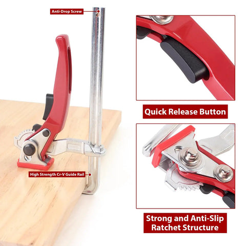 Ratcheting Table Clamp Set For Saw Tracks And Guide Rails Quick Bar Clamps with high strength guide rail and quick release