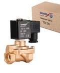 3/8 Inch NPT Solenoid Valve 12V DC Brass Normally Closed Multi Purpose Control Valve for Water, Air, Gas with durable brass construction