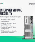 HPE ProLiant ML350 Gen11 enterprise storage server with flexible LFF and SFF drive configurations.