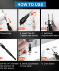How to use Professional Grade Tungsten Carbide Countersink Drill Bit Set With Adjustable Depth Stops, step-by-step guide.
