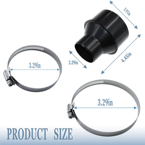 4 Inch To Two And A Half Inch Dust Collection Hose Cone Reducer Attachment For Power Tools And Vacuum ABS Plastic Reducer With Clamps