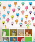 Colorful Hot Air Balloon Cutouts Kit 60 Pcs 6 By 6 Inch Bulletin Board Decor for Classroom and Office Back To School 12 Styles with Adhesive Dots