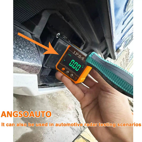 Digital Angle Gauge for ADAS Calibration, IP54 Rated Protractor Tool With 4 By 90 Degree Measuring Range, High Precision Angle Finder for Auto Shop, Easy Readout, Reliable Alignment and Sensor Calibration used on car radar mount
