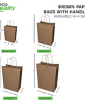 Super Handy Small Brown Kraft Paper Bags With Handles In A Bulk 500 Pack Made From Recycled Eco Friendly Material