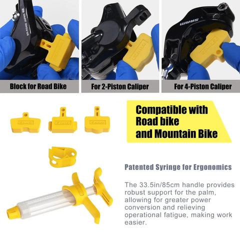 Bike Brake Bleed Kit For Shimano And TEKTRO Hydraulic Disc Brakes With 120ml Mineral Oil, brake blocks and ergonomic syringe