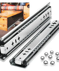 Kickass Heavy Duty Drawer Slides Roll Out Smooth As Butter For Kitchen Cabinets Or Workshop Drawers Ball Bearing Full Extension One Pair Set with sealed ball bearings and chrome finish.