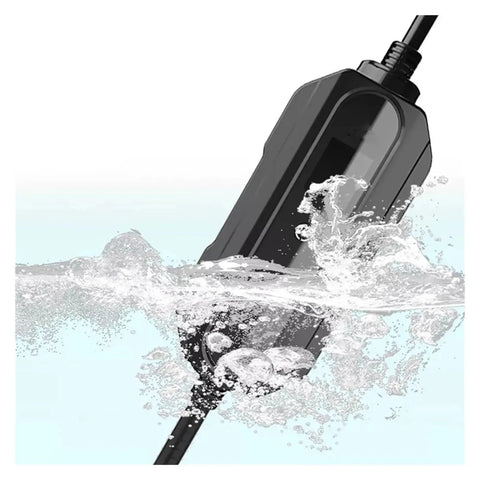 Heavy Duty Level 2 EV Charger With CEE Wall Plug 32A 5m Cable, shown underwater demonstrating IP67 waterproof feature