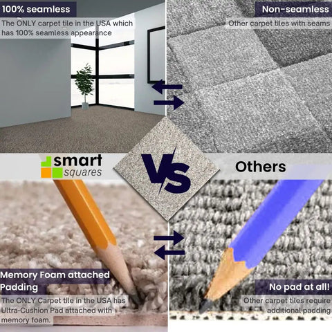 Comparison of Walk In The Park Plush Carpet Tiles With Built In Padding 18x18 Peel And Stick Flooring Squares and others
