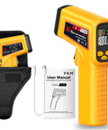Rechargeable Infrared Thermometer Gun With Non Contact Laser Targeting, user manual, and carrying case.