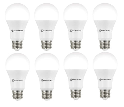 8-Pack LED Dimmable A19 Light Bulbs, 1680 Lumens, 3000K Bright White, 15W Actual, 100W Equivalent, E26 Base