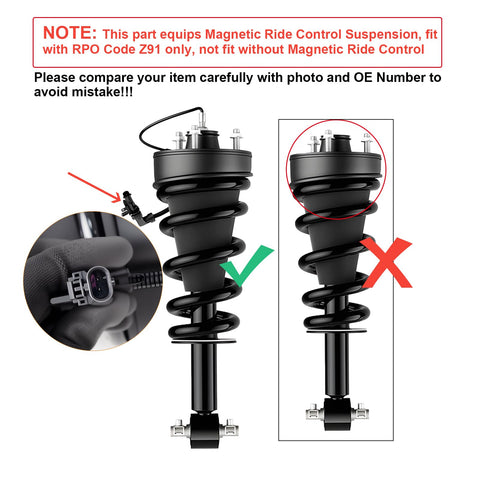 Cadillac Escalade ESV And Chevy Suburban Tahoe Silverado GMC Yukon Front Strut Pair With Magnetic Fit Replacement Shock Absorber Assembly Replaces 84977478 84176631 Heavy Duty Smooth Ride Easy Install.