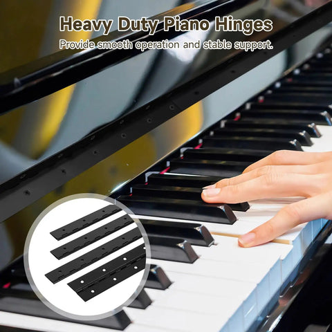 Get Your Grubby Hands On These Badass Heavy Duty Stainless Steel Piano Hinges At 15.75 Inches with a hand on piano keys.