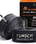 Two Pack Beefy 26 Inch Bike Inner Tubes 26x2.10 To 2.40 With FV48mm Presta Valve 52/62-559 Fit 26x2.10, 2.125, 2.20, 2.25, 2.30, 2.35, 2.40 Mountain Road Gravel Bikes Durable Replacement Tubes with packaging