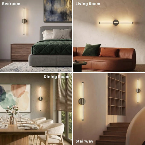 JTsupliight Battery Operated Wall Sconce 2 Pack, Type-C Rechargeable, Black used in bedroom, living room, dining room, and stairway.