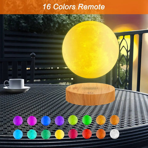 Levitating Moon Lamp With Floating And Spinning Moon Led 3D Printed Surface 20 Modes 16 Color Options Wooden Base Night Light For Room Decor And Dope Office Desk Toy Gift