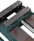 Fabater 5 Inch Cast Iron Machine Vise Heavy Duty Jaw Milling Clamp for Drill Press showcasing the ground base and clamping mechanism.