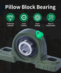 Donepart UCP204-12 pillow block bearing, green cast-iron housing, 3/4 inch bore, 2-bolt flange