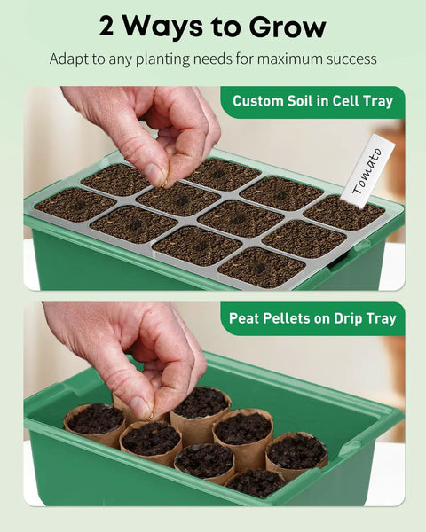 All-In-One Seed Starter Kit With 120 Cell Trays And 4 Inch Humidity Domes, Includes 10 Starter Trays, Planting Tools And Labels, Indoor Seedling Germination Trays, Reusable Seed Starting Trays For Quick, Easy Home Gardening