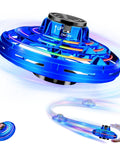 Dope LED Spinner Kids Drone Toy With 2026 Upgrade Hand Operated Fidget Flying Spinner, navy plastic, with LED lights active