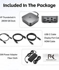 Thunderbolt 4 Docking Station For Laptop Charging Bundle Delivering Dual Screen Hookup And 280W Power Adapter with cables included