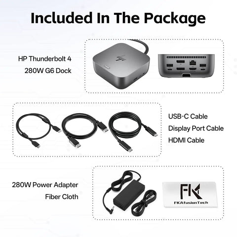 Thunderbolt 4 Docking Station For Laptop Charging Bundle Delivering Dual Screen Hookup And 280W Power Adapter with cables included