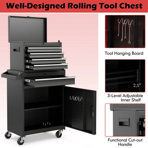 Heavy Duty Rolling Tool Chest With Lockable Casters And Adjustable Shelves Detachable Top Bin Saves Valuable Floor Space Ironclad Garage Organizer That Actually Holds Everything