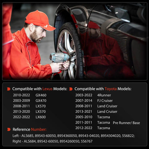 Technician installing Bulletproof Set Of Four Front And Rear Abs Wheel Speed Sensors For Lexus Gx460 Gx470 Lx570 And Toyota 4Runner Tacoma Fj Cruiser.