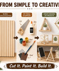 10 Pack Heavy Duty Wood Dowel Rods 1/2 X 12 Inch Solid Hardwood Sticks displayed with DIY tools and project examples.