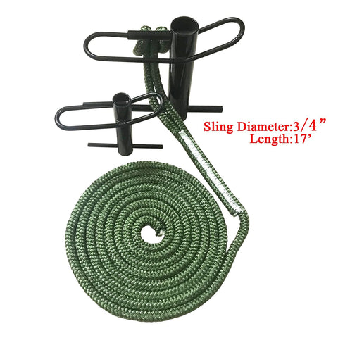 Porta Wrap Tree Work Sling For Arborists With Whoopee Sling Rope Friction Device, 3/4 inch diameter, 17 ft length, green rope