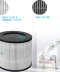 Two Pack Replacement Filter for Bissell 2801 2780 2780A 27809 MyAir Personal, High Efficiency Carbon Filter, illustrated with details