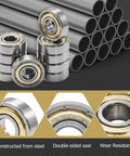 100 Pack 608 ZZ Deep Groove Ball Bearings 8mm x 22mm x 7mm Double Metal Sealed For 3D Printers, Skateboards, Motors, Inline Skates, And Home Appliances, steel close-up