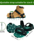 Lawn Aerator Shoes With Durable Spikes And Adjustable Straps For Grass Aeration, Heavy Duty ABS Construction below a boot.