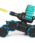 Nerf Compatible Gesture Sensing RC Tank That Shoots Soft Foam Darts, 6WD Remote Control Car Tank for Epic Stunts and Battle, Blue