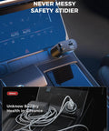 Upgraded Retractable Car Charger 4 In 1 plugged into car dashboard showcasing organized cables
