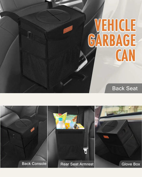 Leakproof Car Trash Can With Tight Lid 2 Gallon Vehicle Garbage Bag Multipurpose Seat Organizer Cooler Storage Compartment Hustle Ready Game Changer For Rides Looking Fresh