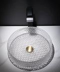 USZWBY Bathroom Vessel Sink Vanity Tempered Glass Vessel Bowl Sink Transparent Countertop Sink Bowl Above Counter Sink with gold drain