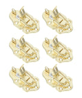 Six Piece Golden Metal Hasp Latches With Strong Locking Toggle For Toolboxes Trunks Cabinets And Chests To Secure Your Gear Super Durable Heavy Duty Hardware For All Kinds Of Storage Needs Around House - close-up view