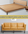 Rock Solid Metal Replacement Furniture Legs With Quick Five To Nine Inch Adjustable Height Range Badass Eight Hundred Pound Heavy Load Support For Couches And Beds Pair on a wooden bed frame and leather couch.