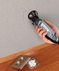 Total Game Changer Multipurpose Cutting Kit Featuring Quick Depth Control used for cutting drywall for outlet installation.