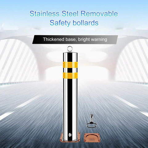 Heavy Duty Stainless Steel Parking Bollards Built Tough For Driveway Impact Defense Featuring Removable Security Posts And High Visibility Reflective Strips For Site Guard