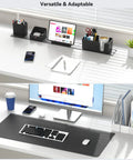 5 In 1 Desk Pad Organizer Set With Large Mouse Pad, Phone Stand, Cup Holder, Pen Holder, Storage Box And Card Case on office desk