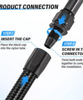 Heavy Duty 4AN Fuel Line Kit Measuring 20 Feet Long Features Nylon Braided Design With 304 Steel Reinforcement, connector close-up