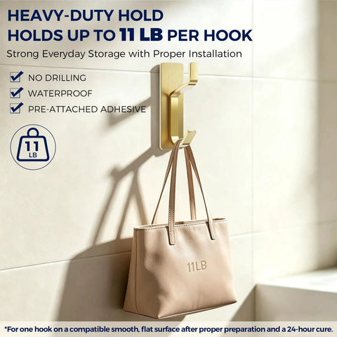 Ditch the Drill with These Heavy Duty Adhesive Towel Hooks for Bathroom 4 Pack Stainless Steel Wall Mounts that Hold Heavy Loads Super Easy Peel Stick Hangers for Shower Gear and Keys with bag.