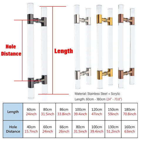 Ultra Clear Acrylic Door Pull Handle Rock Solid Stainless Steel Core Super Smooth Push Pull Motion Perfect For Front Doors Sliding Gates And Modern Grab Bars Easy No Sweat Setup In Top Notch Silver