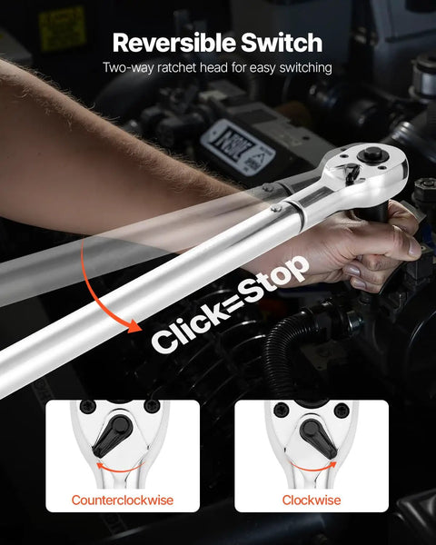 Three Quarter Inch Drive Torque Wrench With 100 To 600 Ft Lb Range And 136 To 814 Nm Calibration Certificate Included, 48 Inch Length