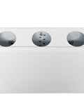 Top view of a 12 Inch Cable Management In Wall Media Box For Home Networking Setup With 2.5 Inch Wire Openings Structured Wiring Enclosure In Glossy White EN1200 With Easy Cable Management showing wire openings.