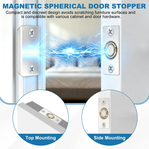 Magnetic Door Ball Catch Kit 8 Pack for Top Of Doors and Invisible Cabinet Doors with blue electric effect