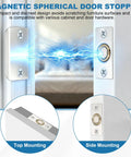 Copper Magnetic Door Ball Catch Set, 8 Pack for Top Of Doors and Invisible Cabinets, showing top and side mounting options.